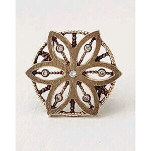 925 Gdt Vermeil Flower Star Ring with CZ Turkey size 6.25